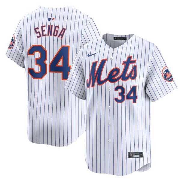 Mens New York Mets #34 Kodai Senga White 2024 Home Limited Stitched Baseball Jersey Dzhi